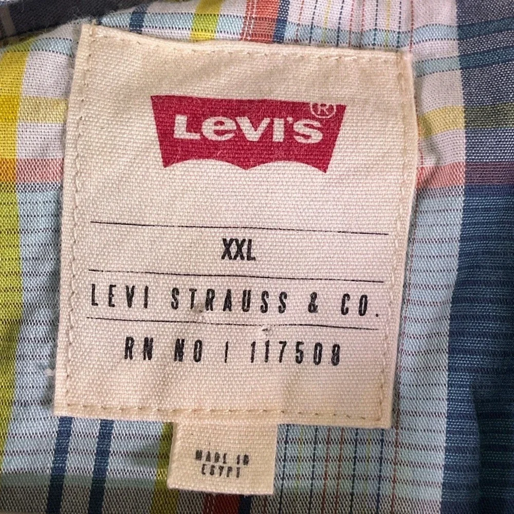 Levis Mens XXL Pearl Snap Western Shirt Turquoise Plaid Long Sleeve 3LYLW3302